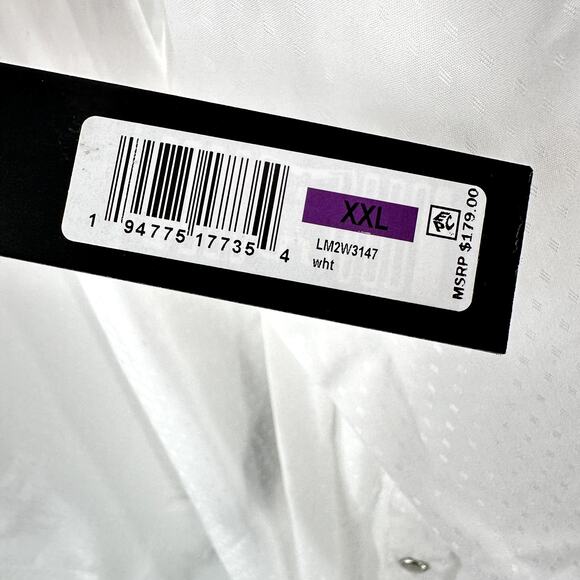 Karl Lagerfeld Paris pearl snap textured button down shirt in white Size XXL - Picture 8 of 12